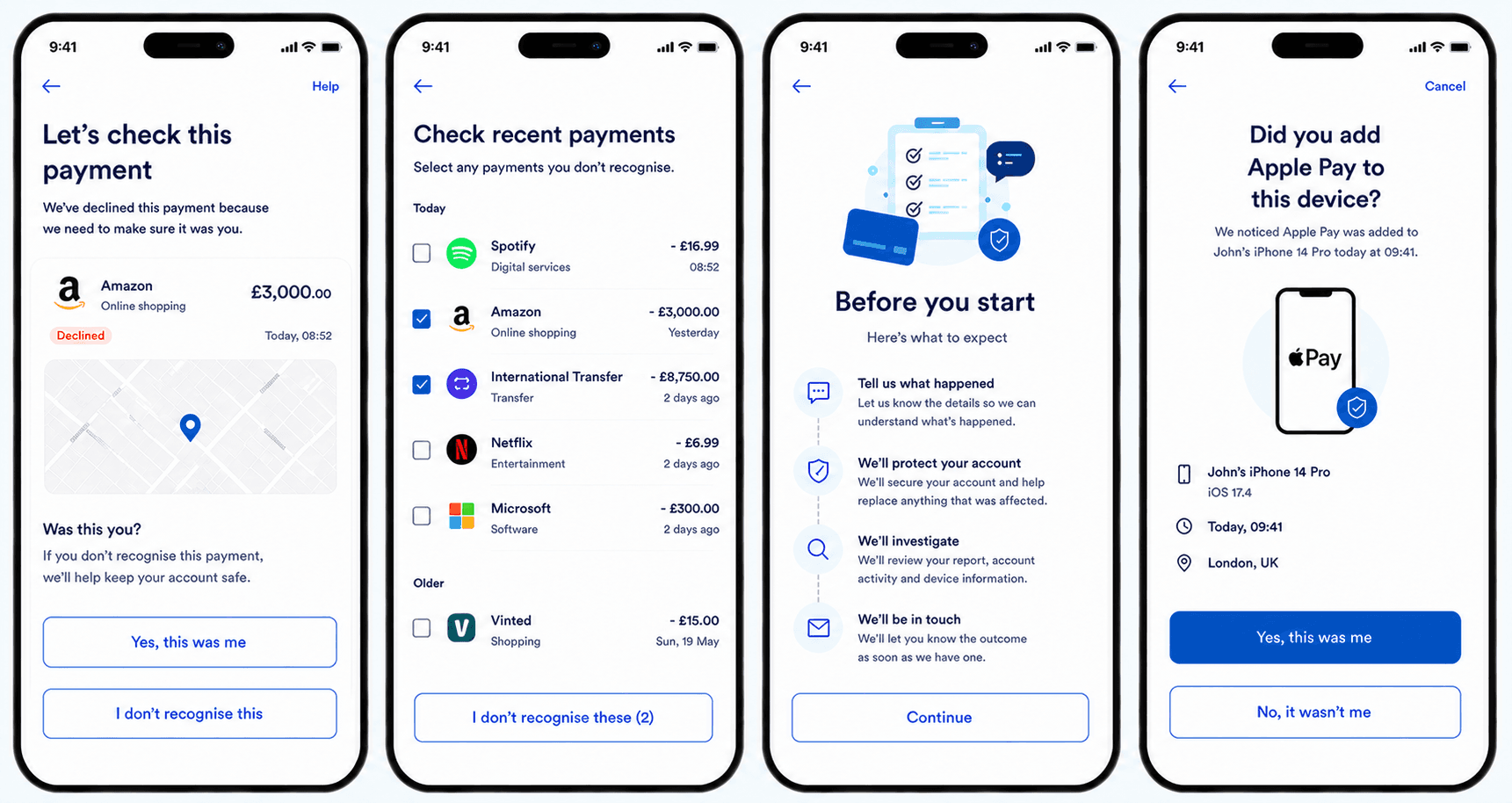 Mobile fraud protection journey
